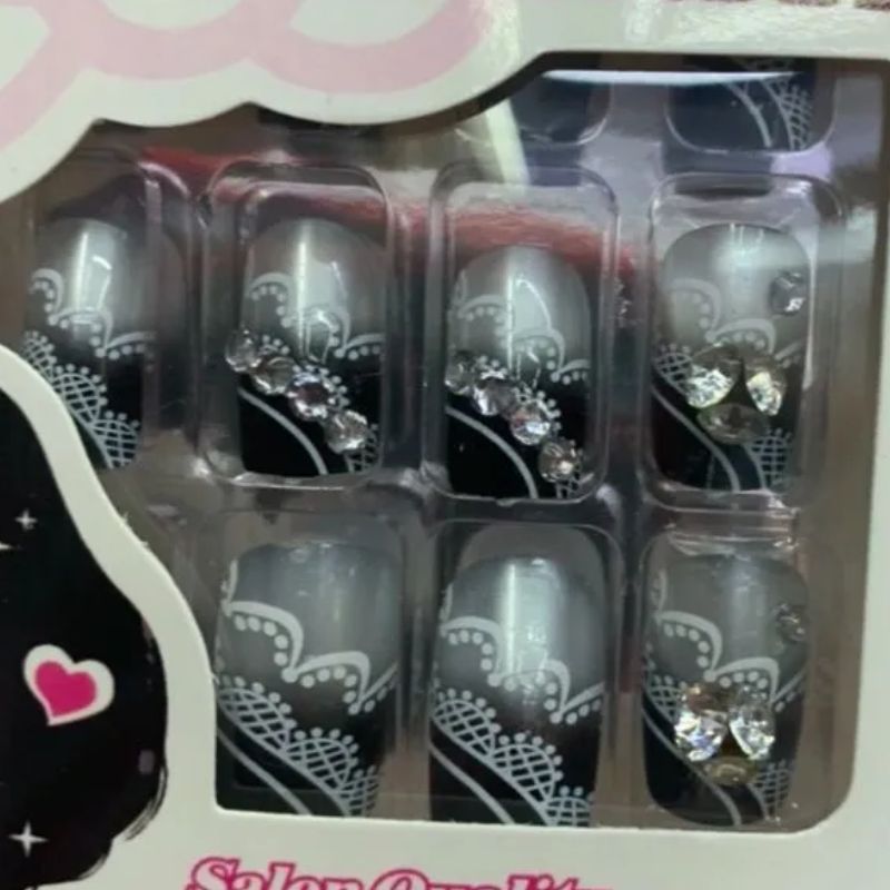 Black Lace Lace 3D Nail Can Be Removed And Worn Repeatedly Specification drawing