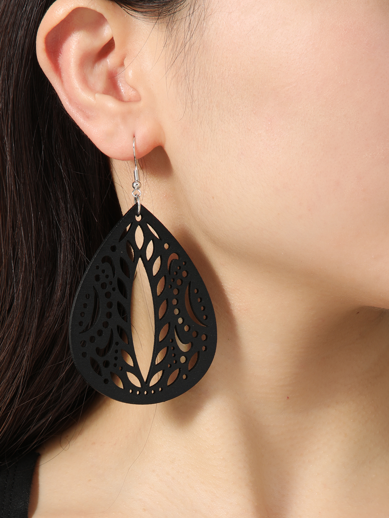 Boho tropical style ethnic style vintage handmade wooden printed earrings Fu Coco Coco -266