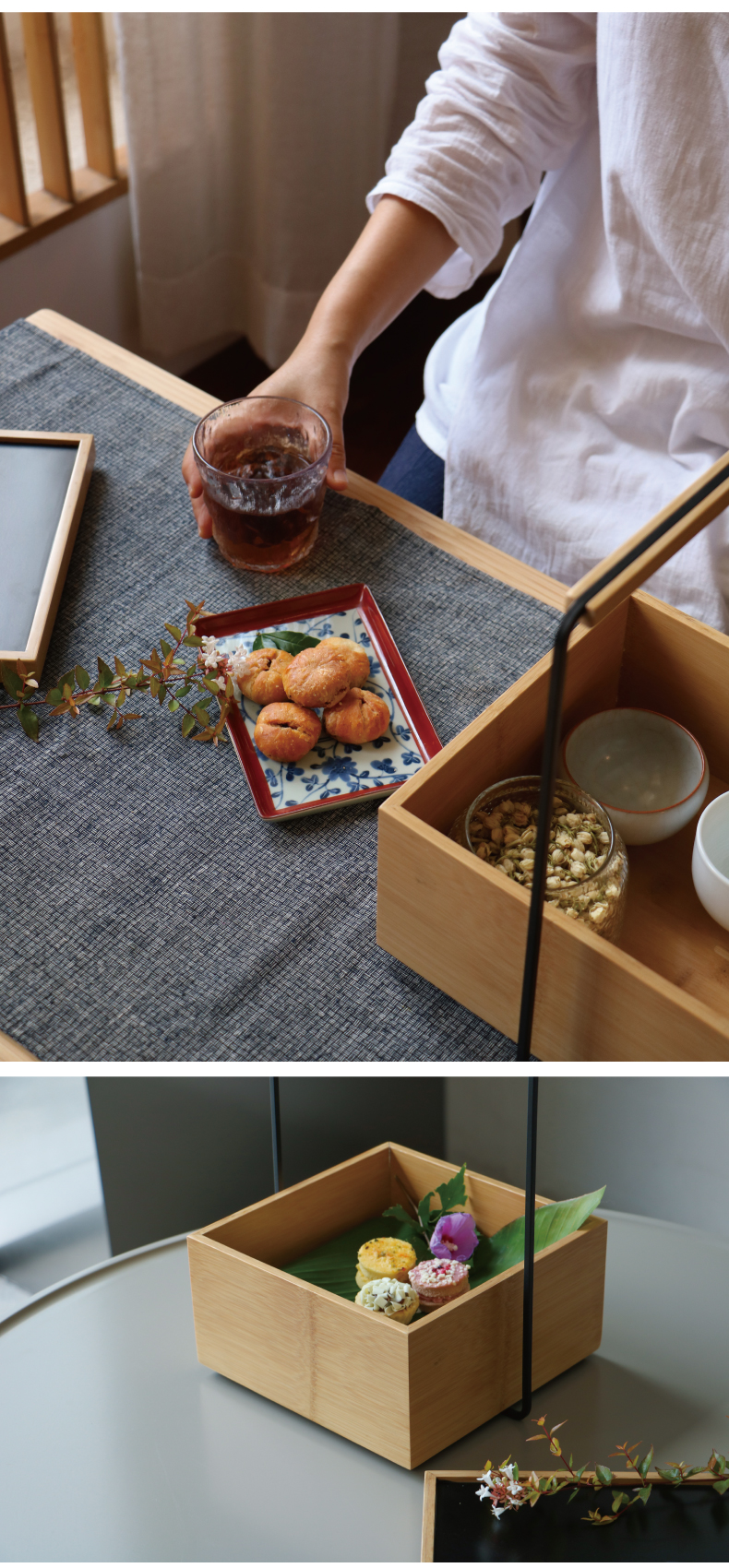 至为家居严选竹加云境整张竹茶具茶饼收纳盒中式便携提篮食盒餐盒野餐篮礼品盒详情7