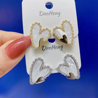 Pearl Earrings Ring Stars Full Of Zirconium Arc Korean Style Simple Fashion Atmosphere All-Match Style -008 Good Beautiful Accessories