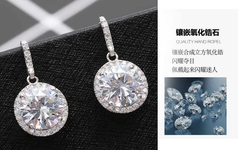 S925纯银微镶锆石银耳环耳钩耳挂韩版爆款耳饰详情2