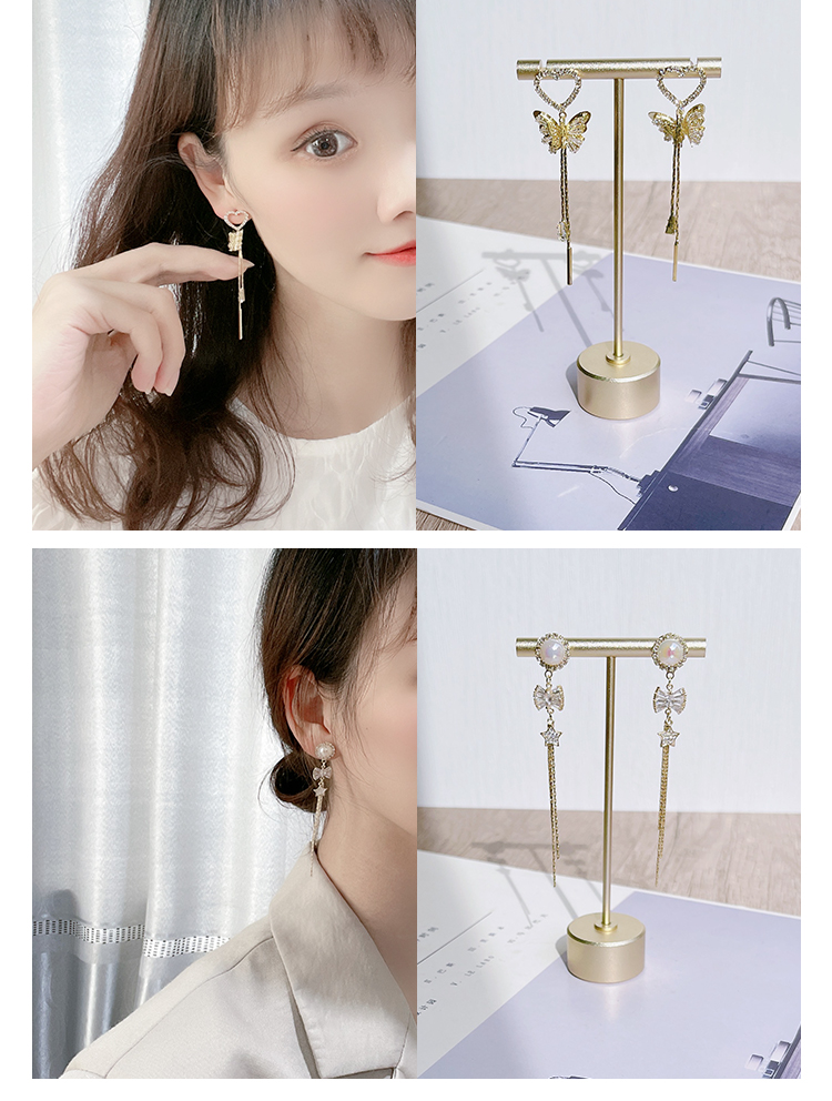 耳环设计ins风银针星星锆石流苏长款气质高级爱心两戴街拍蝴蝶结迪菲尔-715-2详情6