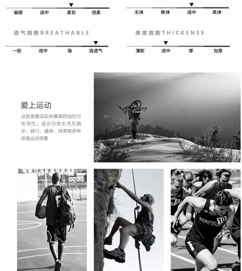 新款男士训练袜 高帮长筒运动袜专业篮球袜详情9