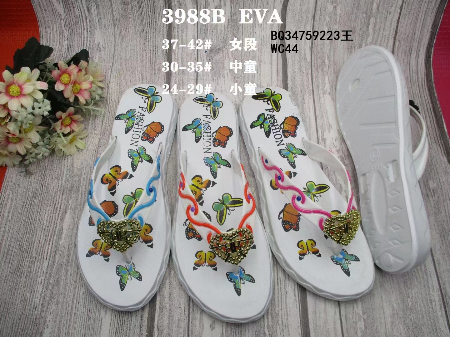 Flip-flops with thick soles, new summer butterfly painting flip-flops, flip-flops with non-slip toes, soft soles, beach sandals, and vacation slippers