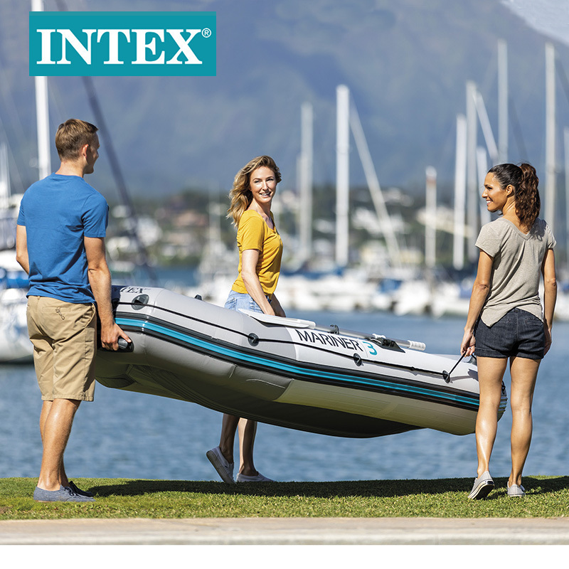INTEX68373专业水手三人船组充气橡皮艇钓鱼船冲锋漂流船批发