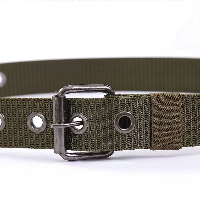 Porous Canvas Belt Men's Needle Buckle Belt Young Student Korean Jeans With Military Training Lengthened Female Fashion Application Scenario