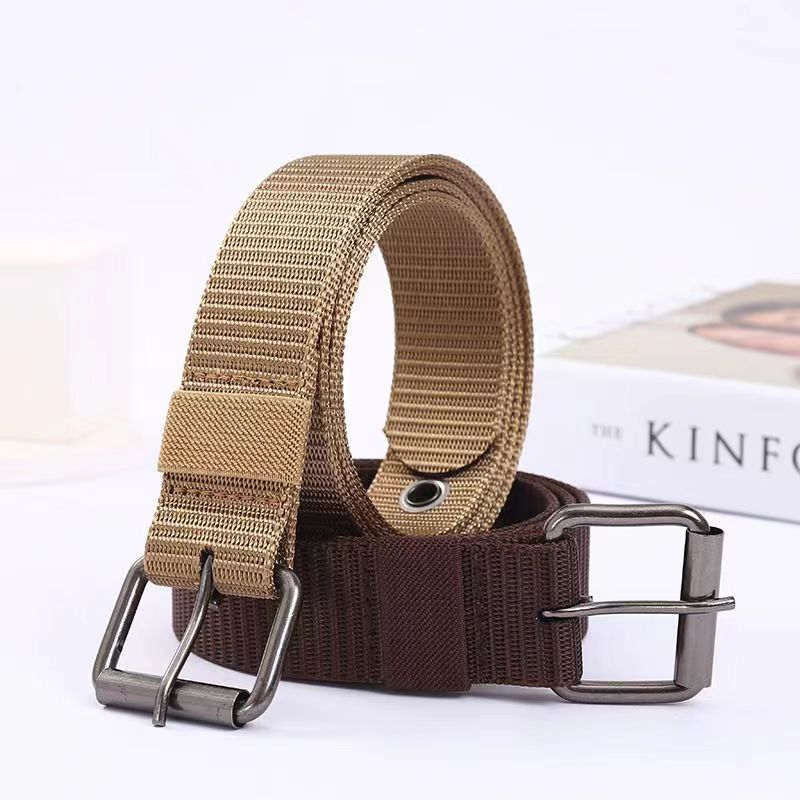 Porous Canvas Belt Men's Needle Buckle Belt Young Student Korean Jeans With Military Training Lengthened Female Fashion Specification drawing