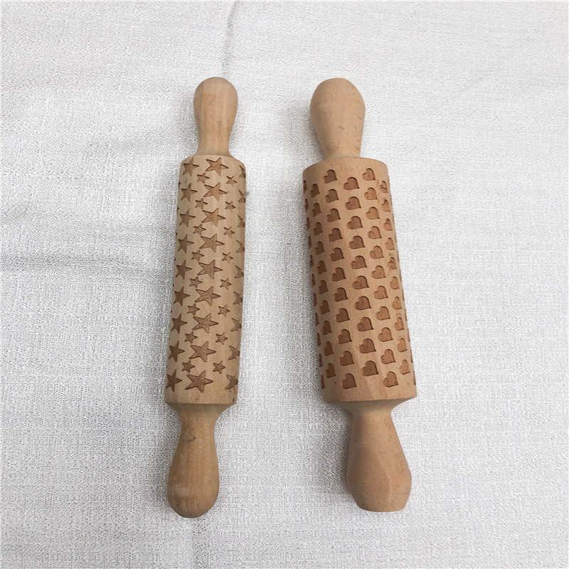 Patterned rolling pin roller embossing fondant cookies cookie dough rolling pin baking utensils facing stick Specification drawing