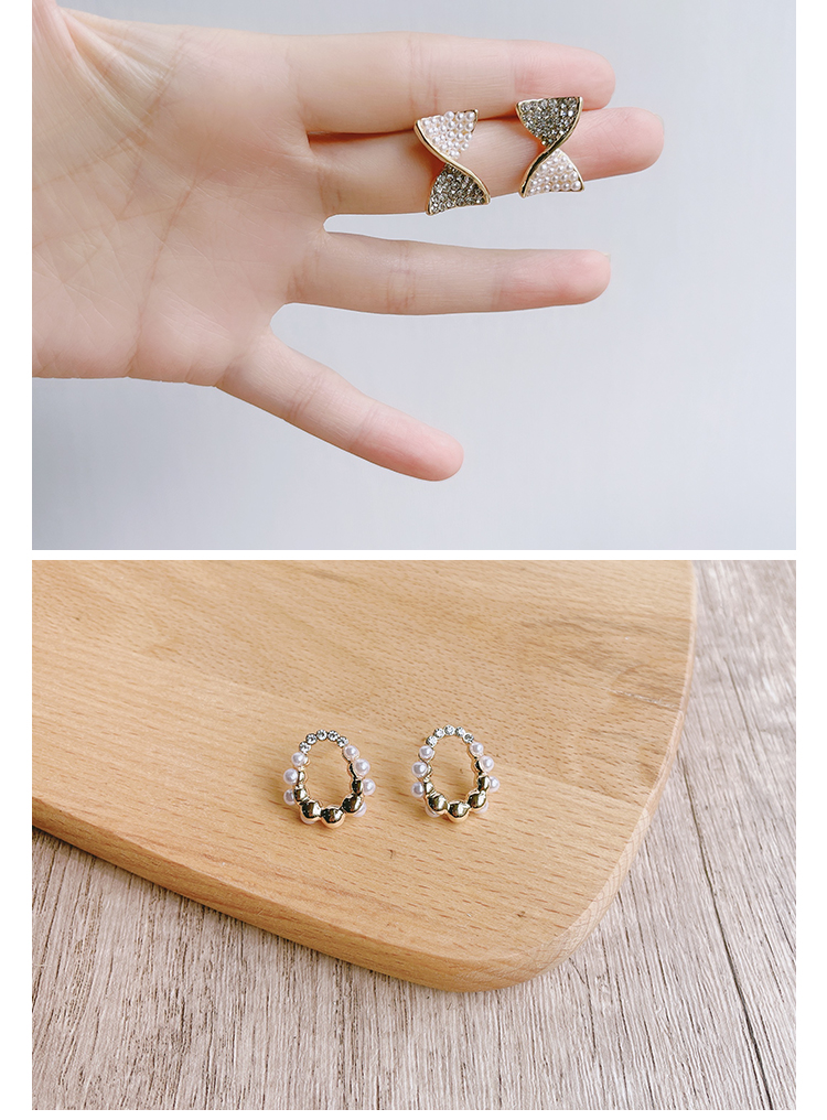 耳环设计ins风银针锆石耳钉珍珠小香风蝴蝶结线条简约精致通勤女迪菲尔-420-2详情7