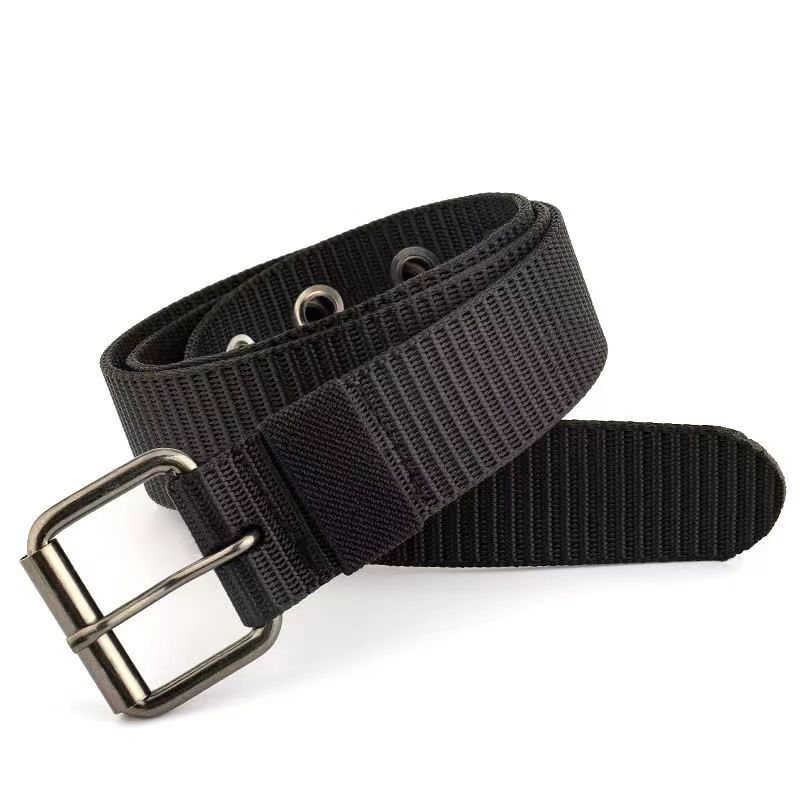 Porous Canvas Belt Men's Needle Buckle Belt Young Student Korean Jeans With Military Training Lengthened Female Fashion