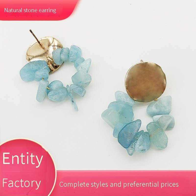 Earrings niche design sense senior antique style natural stone color earrings national style retro temperament pendant female thumbnail