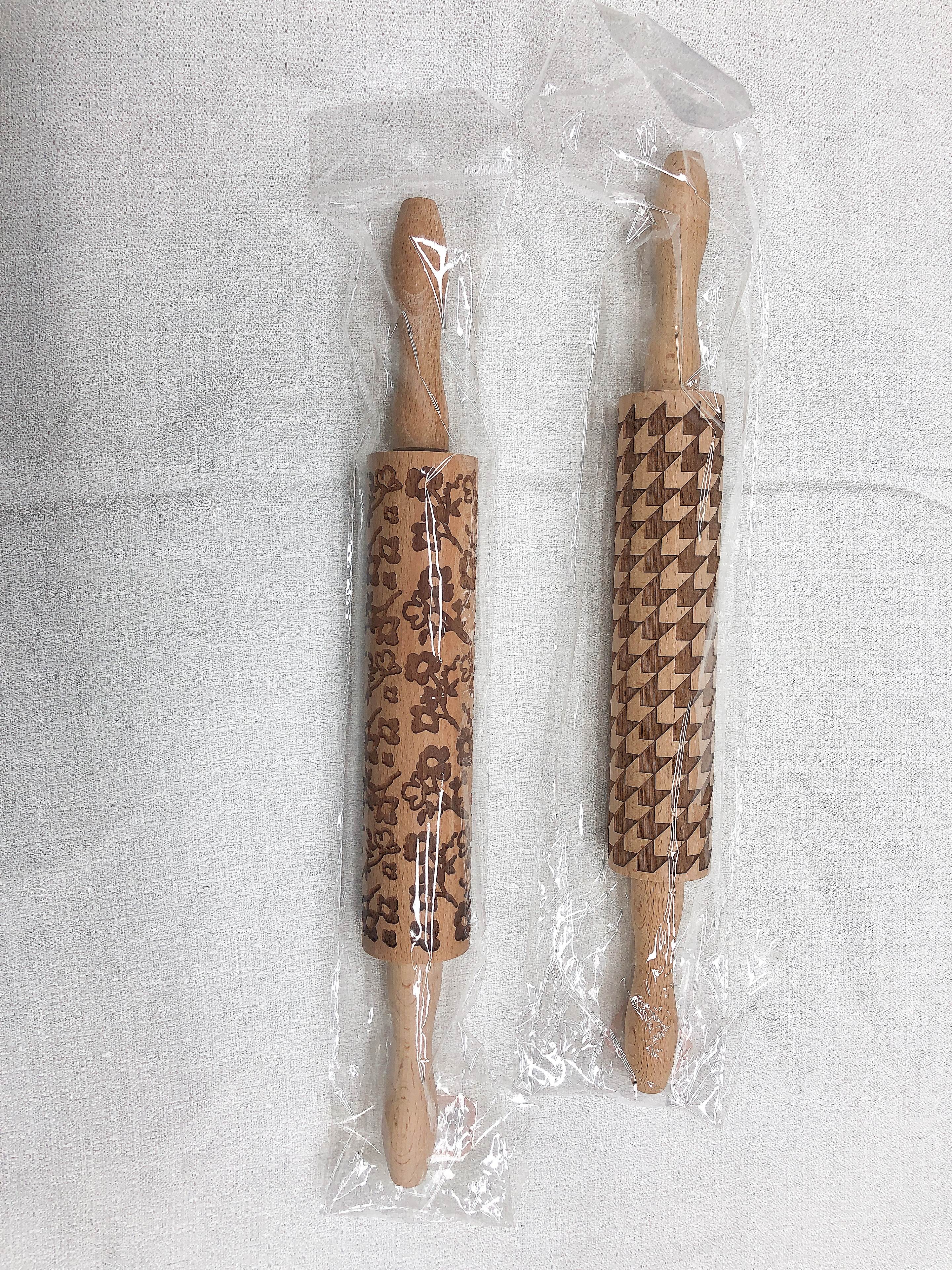 Patterned rolling pin roller embossing fondant cookies cookie dough rolling pin baking utensils facing stick details Picture