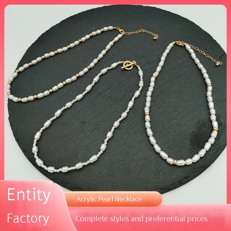 Fashion simple retro niche design sense temperament acrylic pearl necklace processing custom thumbnail