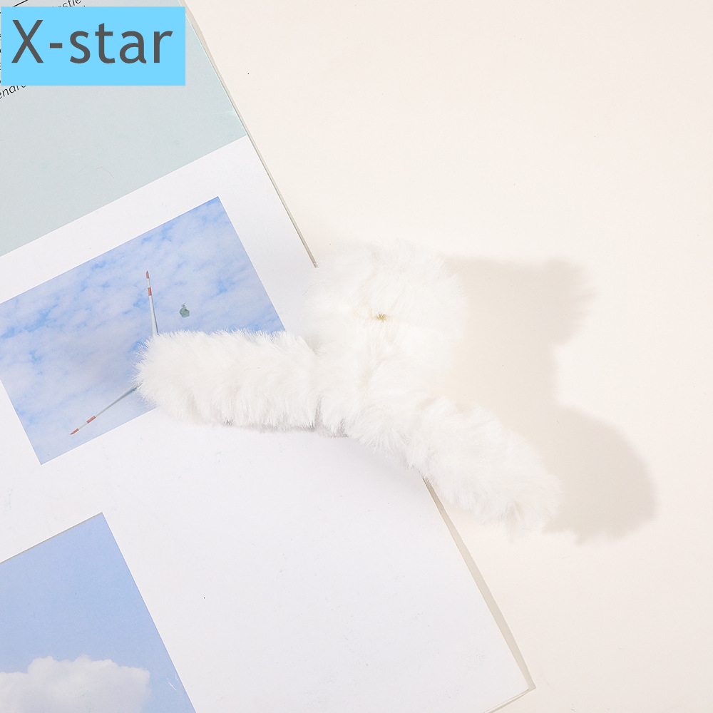 跨境秋冬毛绒抓夹大号毛毛发夹子盘发in糖果色抓夹甜美花朵抓夹批发洗澡发抓发夹配件 洗脸发抓 星欣饰品 详情12