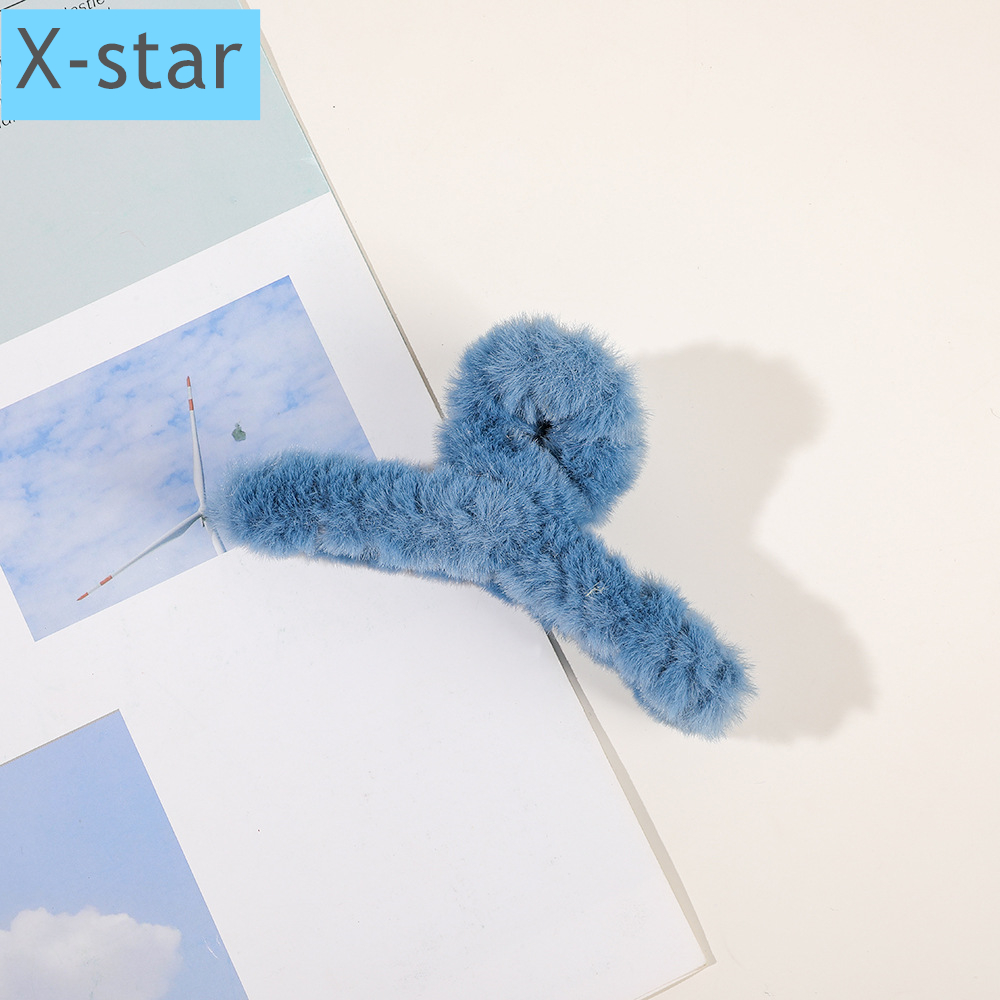 跨境秋冬毛绒抓夹大号毛毛发夹子盘发in糖果色抓夹甜美花朵抓夹批发洗澡发抓发夹配件 洗脸发抓 星欣饰品 详情14