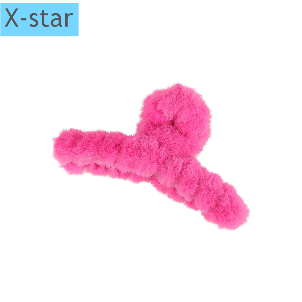 跨境秋冬毛绒抓夹大号毛毛发夹子盘发in糖果色抓夹甜美花朵抓夹批发洗澡发抓发夹配件 洗脸发抓 星欣饰品 详情11