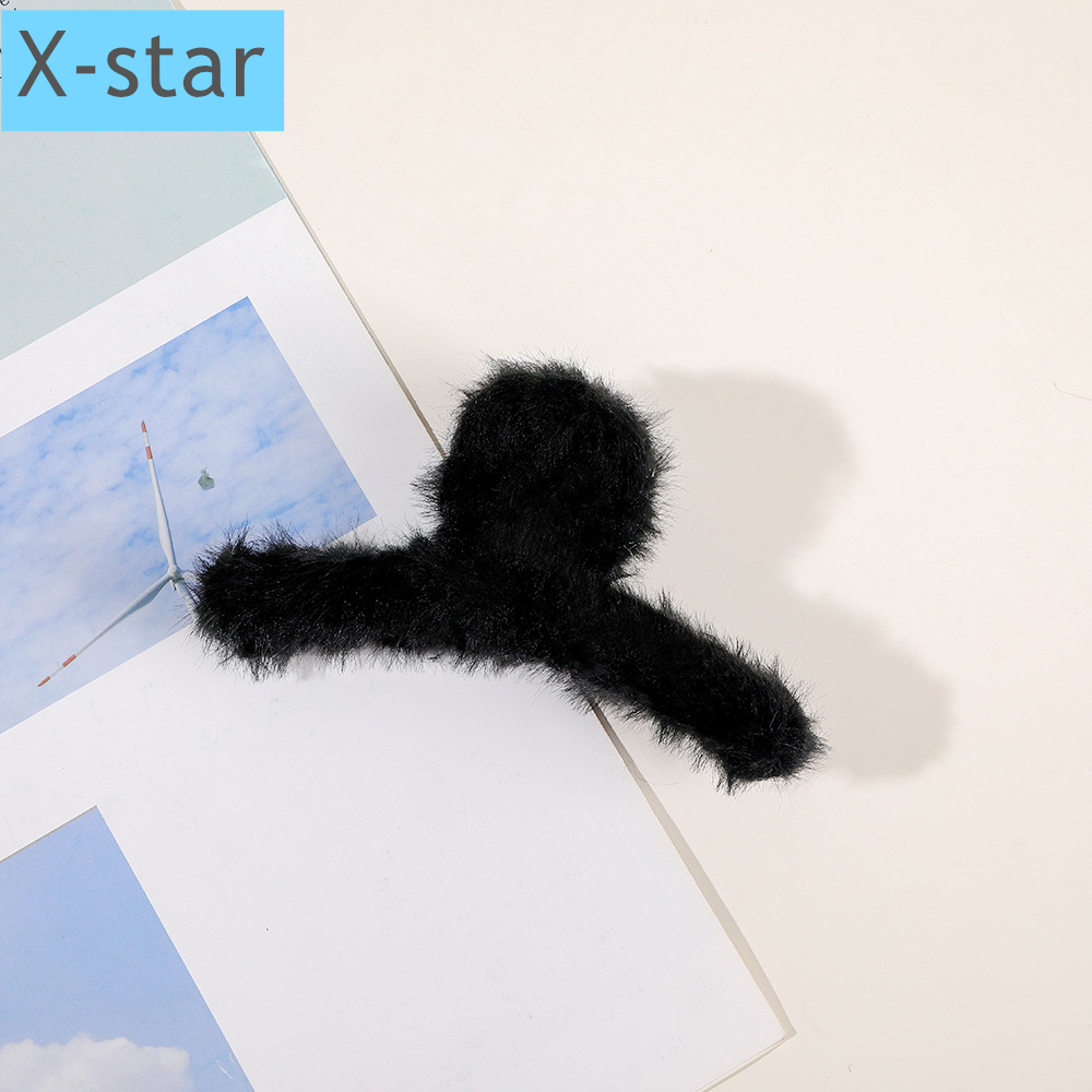 跨境秋冬毛绒抓夹大号毛毛发夹子盘发in糖果色抓夹甜美花朵抓夹批发洗澡发抓发夹配件 洗脸发抓 星欣饰品 详情9