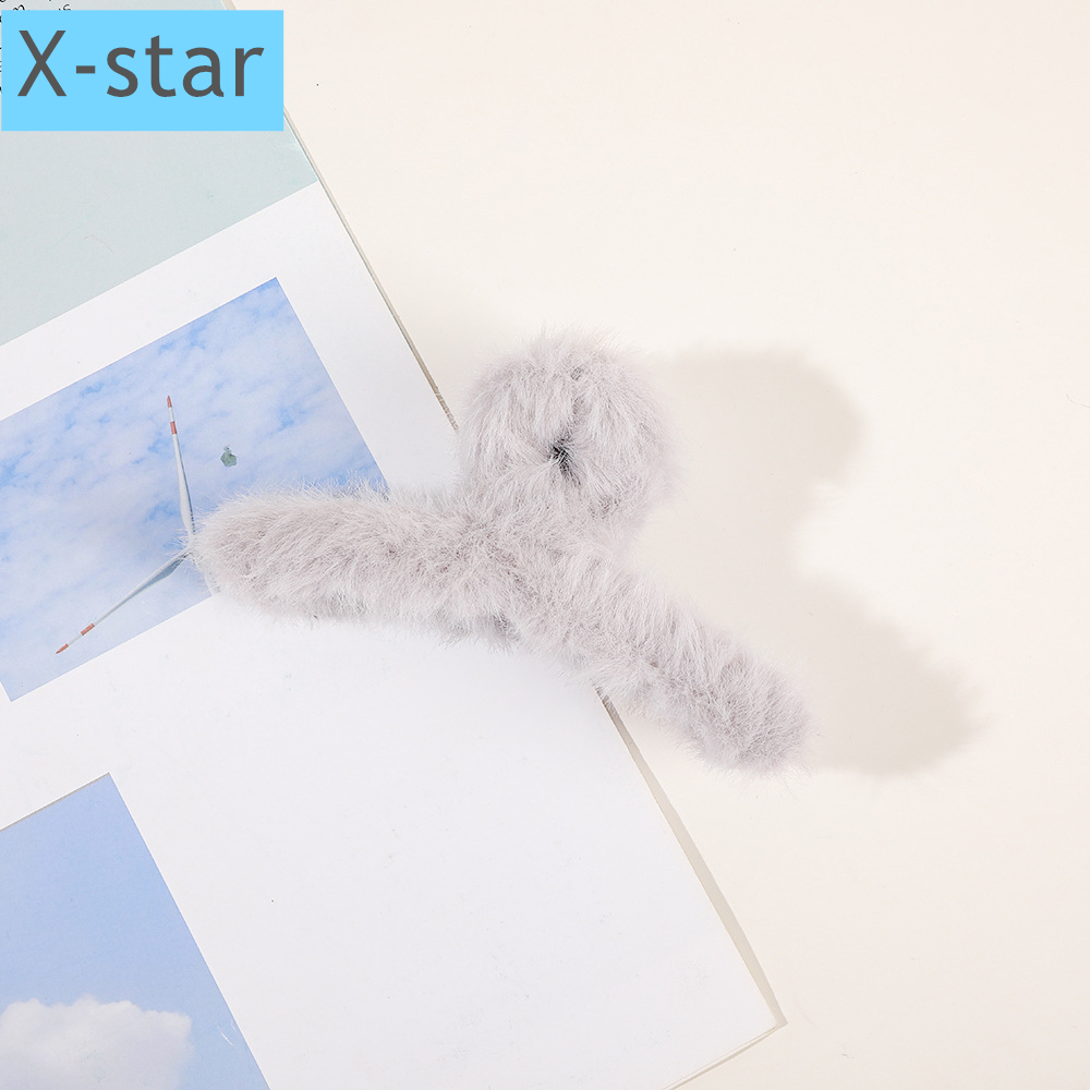 跨境秋冬毛绒抓夹大号毛毛发夹子盘发in糖果色抓夹甜美花朵抓夹批发洗澡发抓发夹配件 洗脸发抓 星欣饰品 详情7