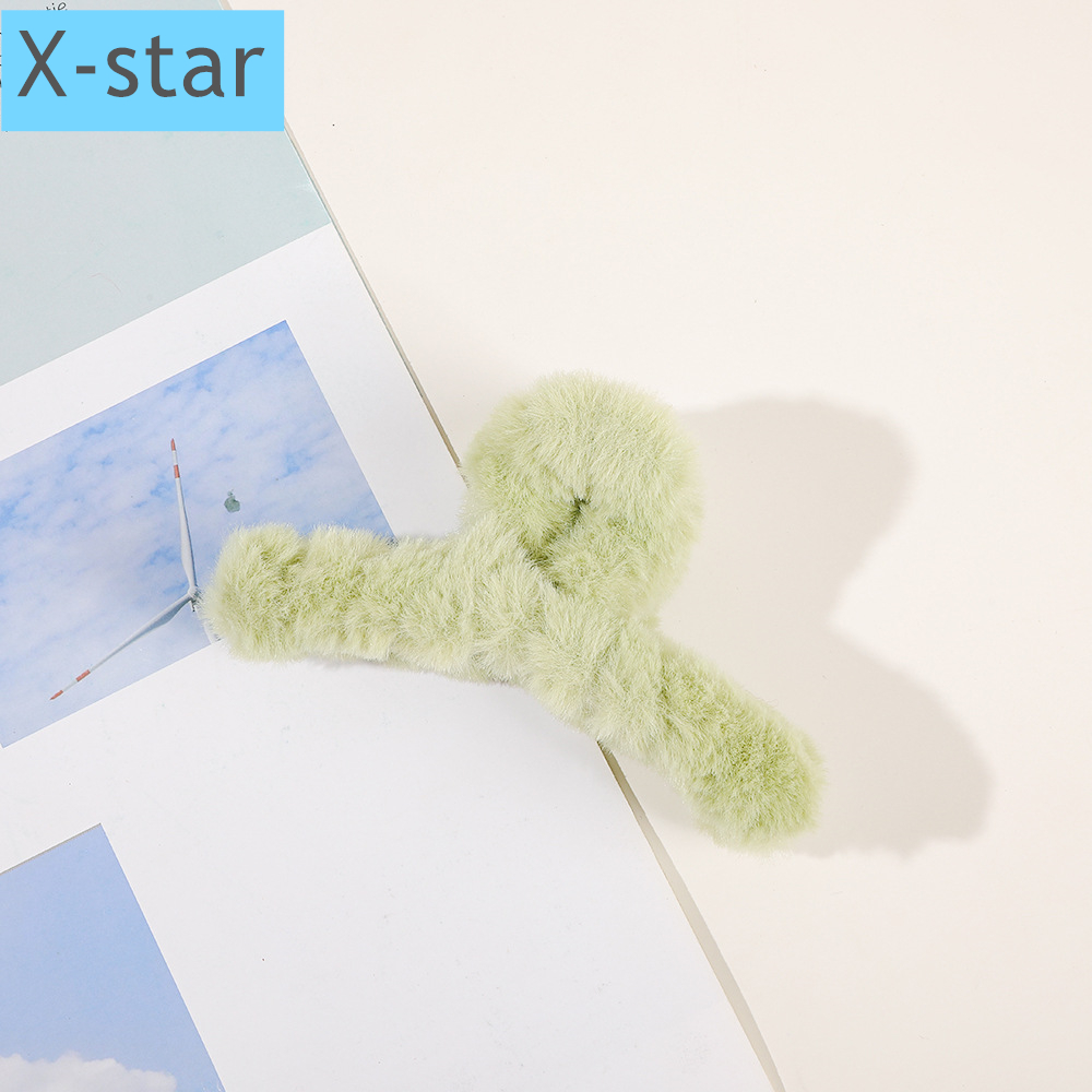 跨境秋冬毛绒抓夹大号毛毛发夹子盘发in糖果色抓夹甜美花朵抓夹批发洗澡发抓发夹配件 洗脸发抓 星欣饰品 详情10