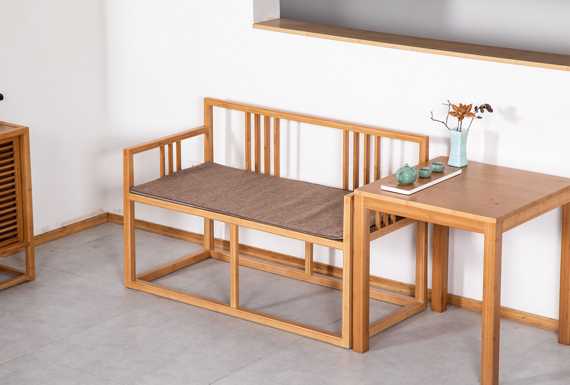 至为家居严选双人椅家具套装竹制家具凳子边柜详情3