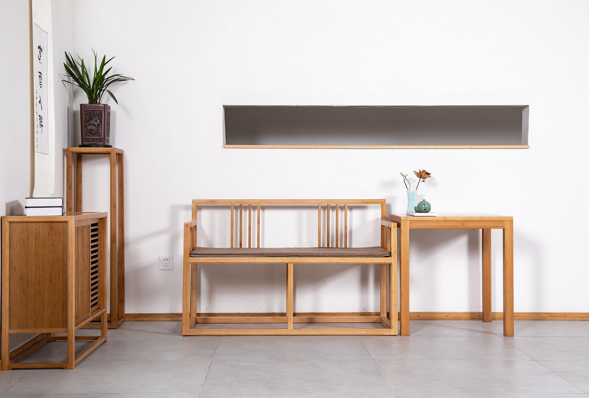 至为家居严选双人椅家具套装竹制家具凳子边柜详情4