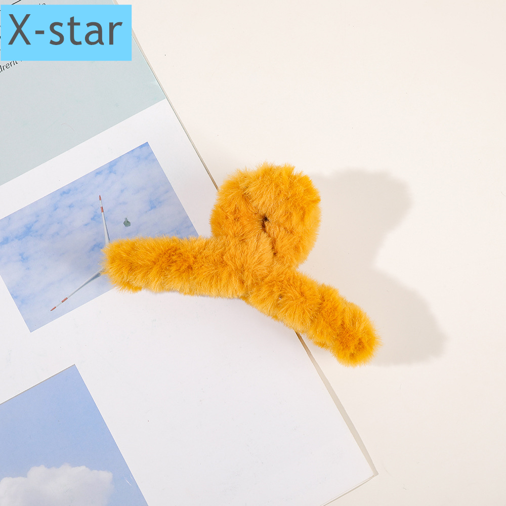 跨境秋冬毛绒抓夹大号毛毛发夹子盘发in糖果色抓夹甜美花朵抓夹批发洗澡发抓发夹配件 洗脸发抓 星欣饰品 详情13