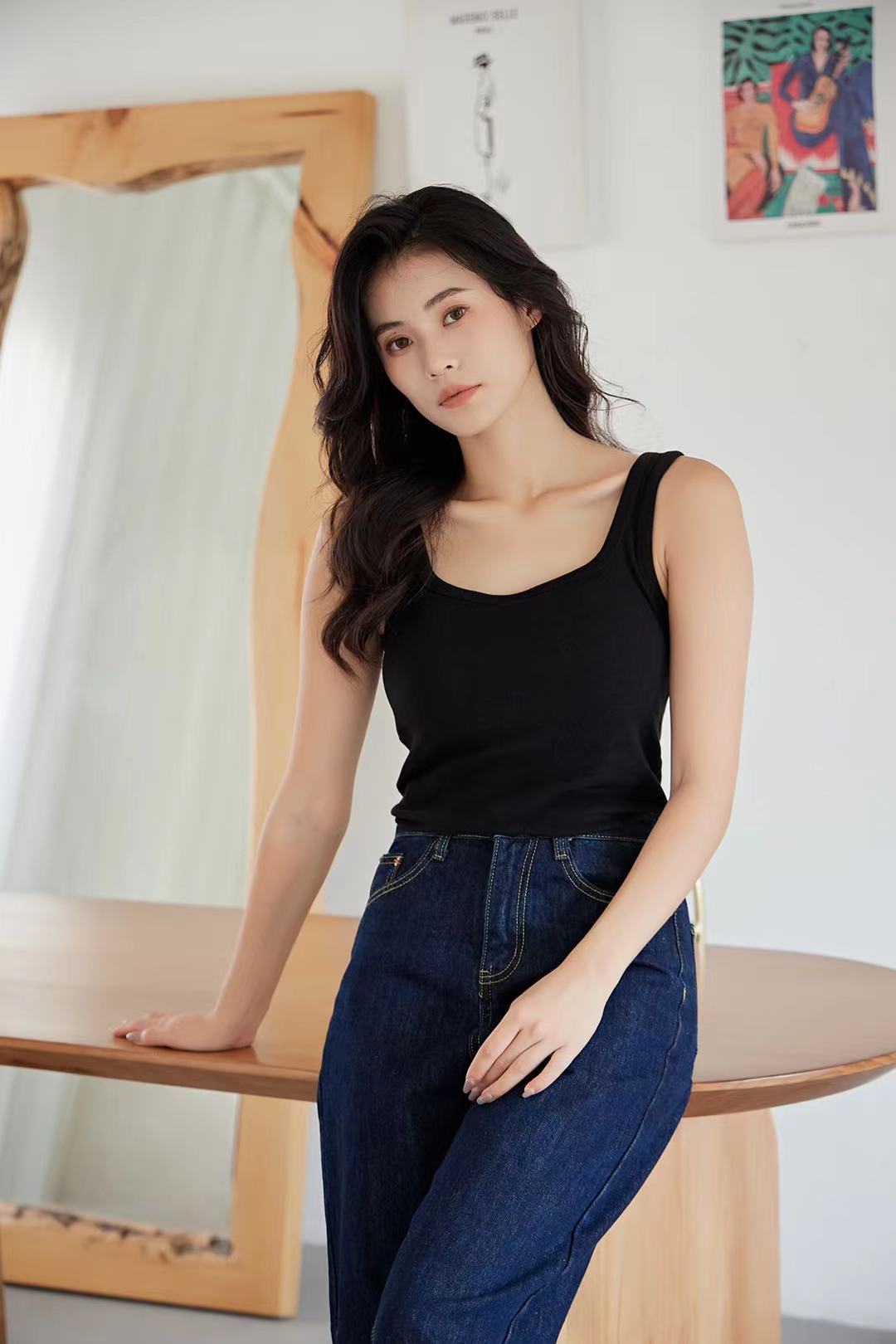 秋冬经典款方型领亲肤舒适修身显瘦保暖背心女士无袖打底上衣详情2
