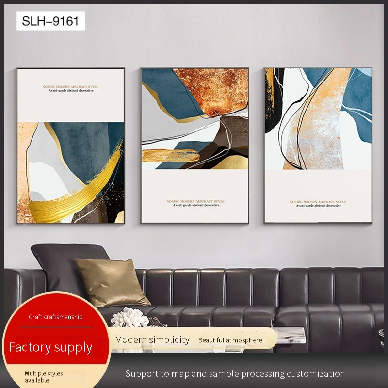 Living room decoration painting modern simple sofa background wall apartment model room abstract small fresh restaurant triptych thumbnail