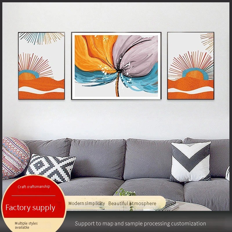 Modern light luxury living room abstract painting atmosphere soft wall mural simple sofa background wall hanging painting thumbnail