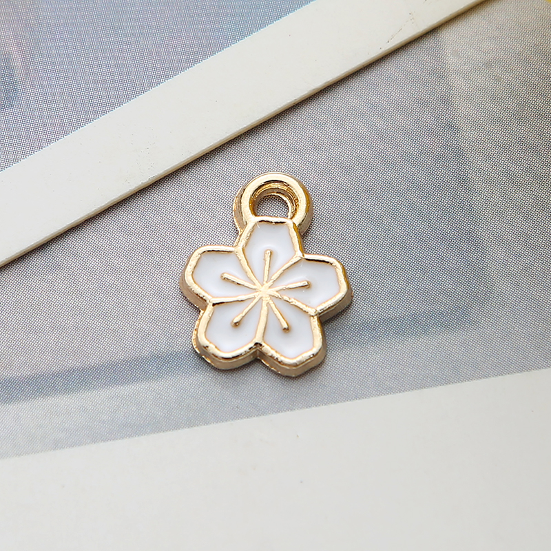 DIY jewelry accessories K gold oil-dripping alloy small pendant flower Specification image