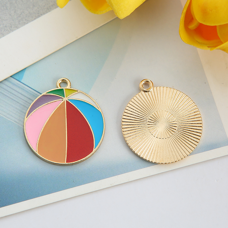 DIY jewelry accessories, K-gold oil-dripping alloy small pendants, balls details Picture