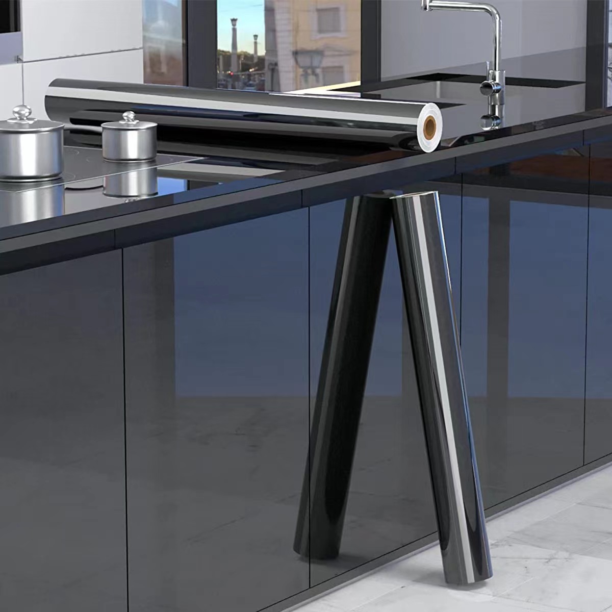 加厚纯色闪点 厨房防油贴纸 自粘墙面翻新墙纸 家具翻新墙贴 防水防潮防污 40CM*2M详情6