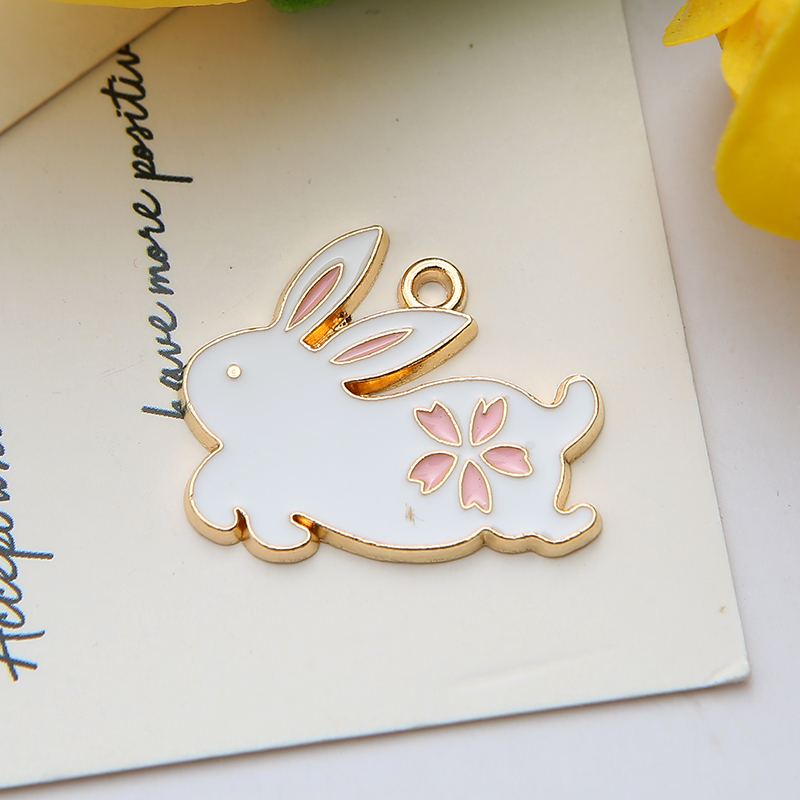 DIY jewelry accessories K gold oil-dripping alloy small pendant rabbit Item Picture