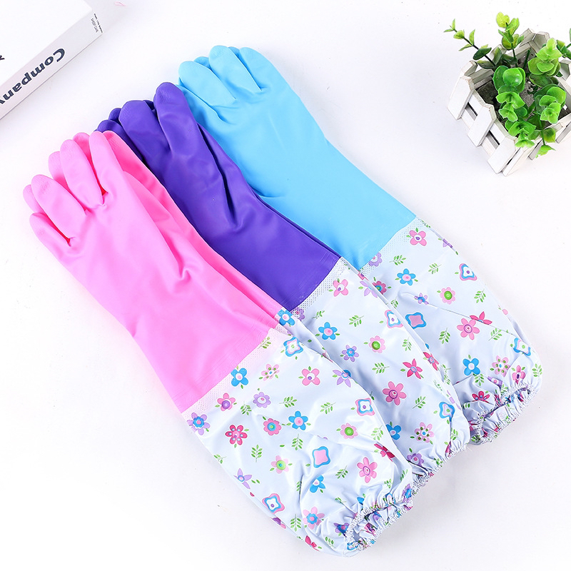 Winter warm long gloves Waterproof gloves Washing dishes washing clothes housework gloves rubber thumbnail