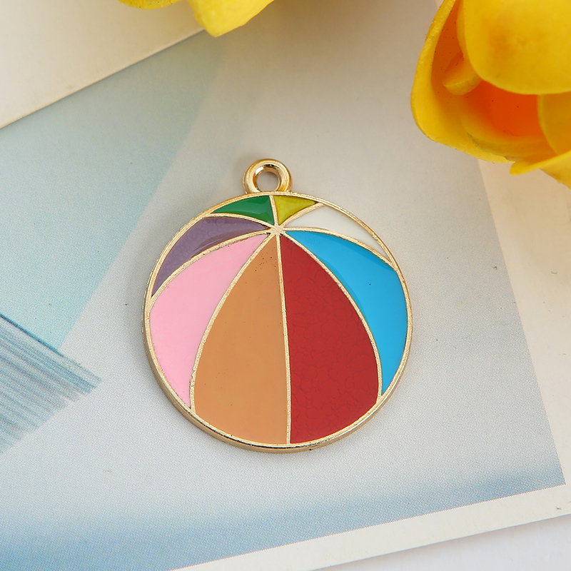 DIY jewelry accessories, K-gold oil-dripping alloy small pendants, balls Specification image