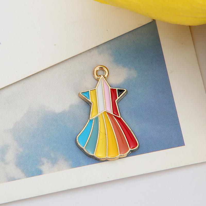 DIY jewelry accessories K gold oil-dripping alloy small pendant rainbow Item Picture