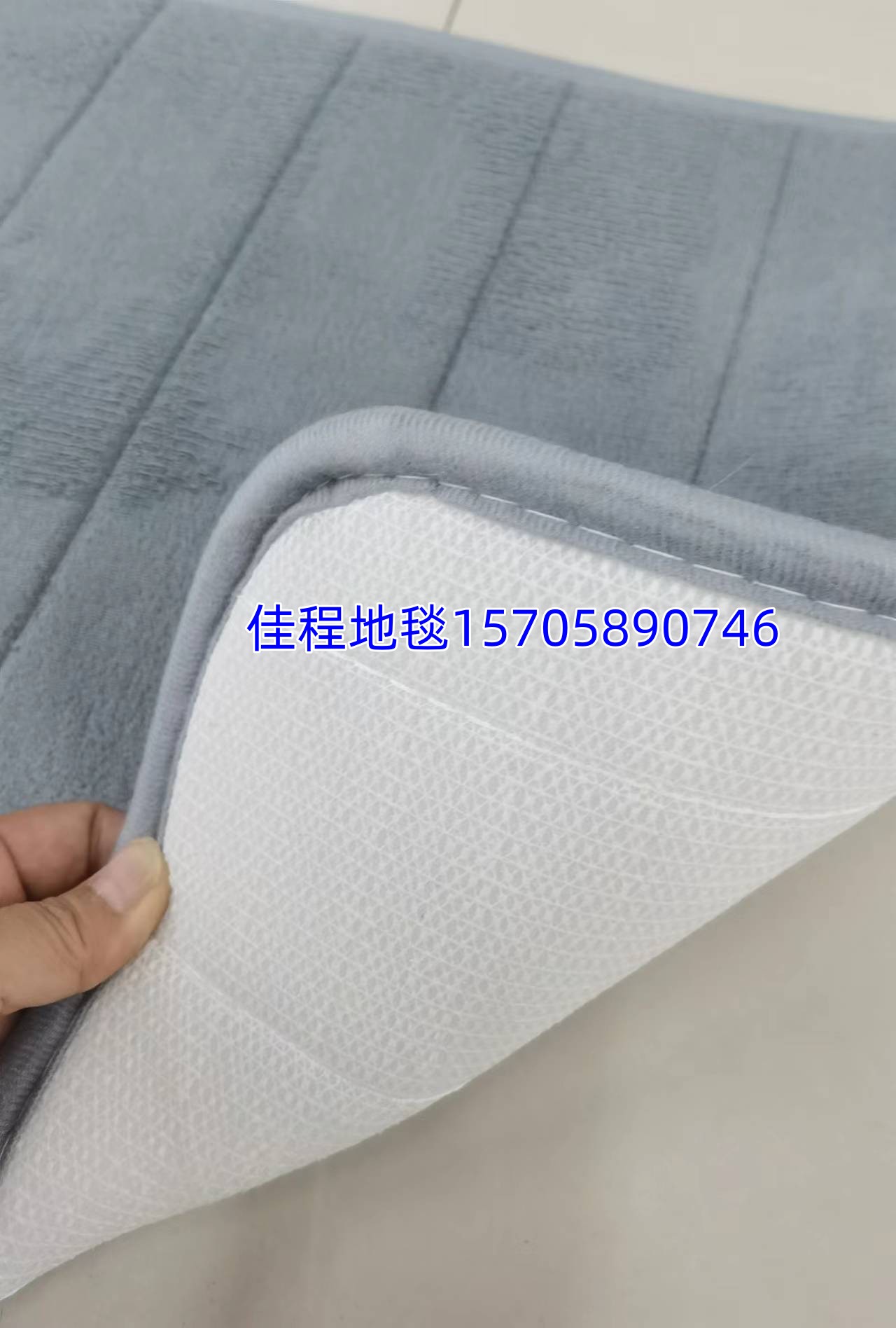 1.0cm厚纯色行缝法兰绒地垫脚垫门垫防滑垫地毯厨房垫床边垫横纹垫客厅毯 有多个颜色可以选 40*60cm详情1