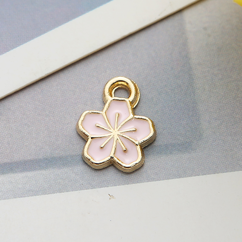 DIY jewelry accessories K gold oil-dripping alloy small pendant flower Item Picture