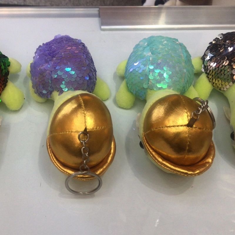 Sequined turtle wearing a hat, little turtle pendant, plush toy, Vision Toys 01 details Picture