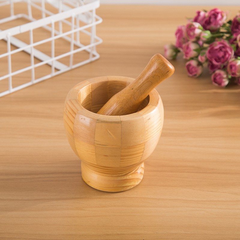 木拼蒜钵 捣蒜器压蒜器 蒜臼 木制蒜罐蒜泥器药罐子研磨器捣碎器详情2