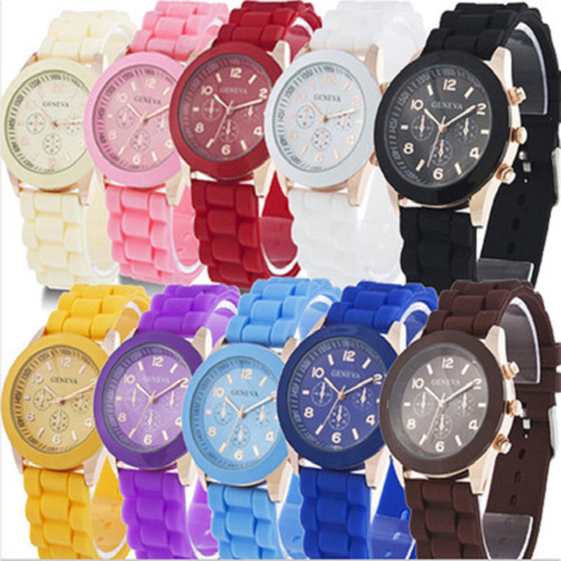 GENEVA AliExpress explosive Geneva silicone watch Fashion watch three eyes candy color women's watch