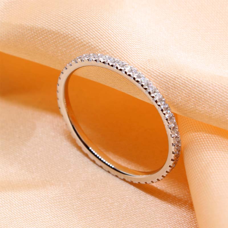 s925 silver row diamond ring foot silver ins wind full diamond tail ring niche design index finger ring single row inset diamond ring cross-border thumbnail