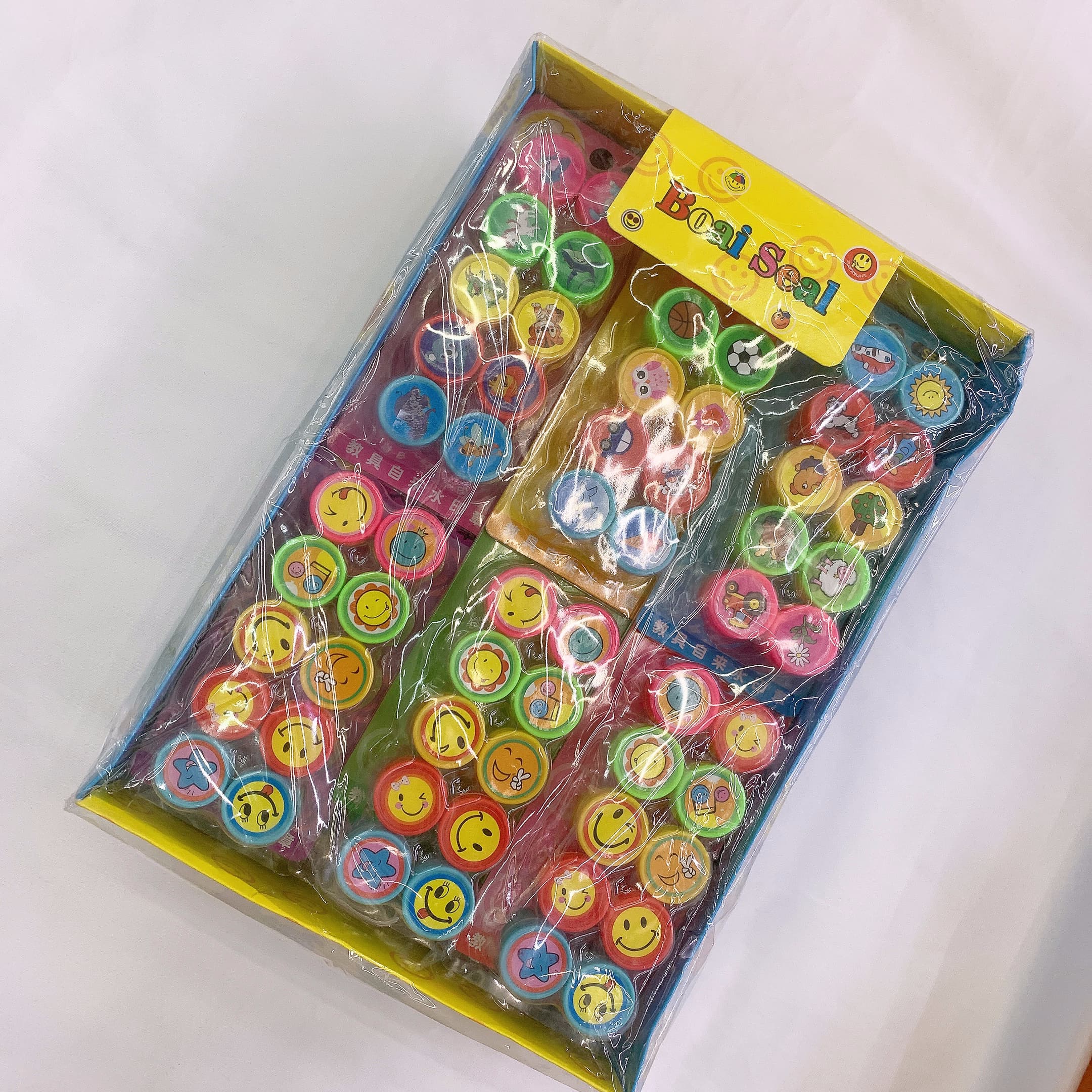 展示盒装日韩可爱卡通图案混装儿童印章幼儿园老师鼓励奖励印章用品笑脸印章教具印章卡装印章 文具用品可水洗涂鸦海娟玩具批发详情4