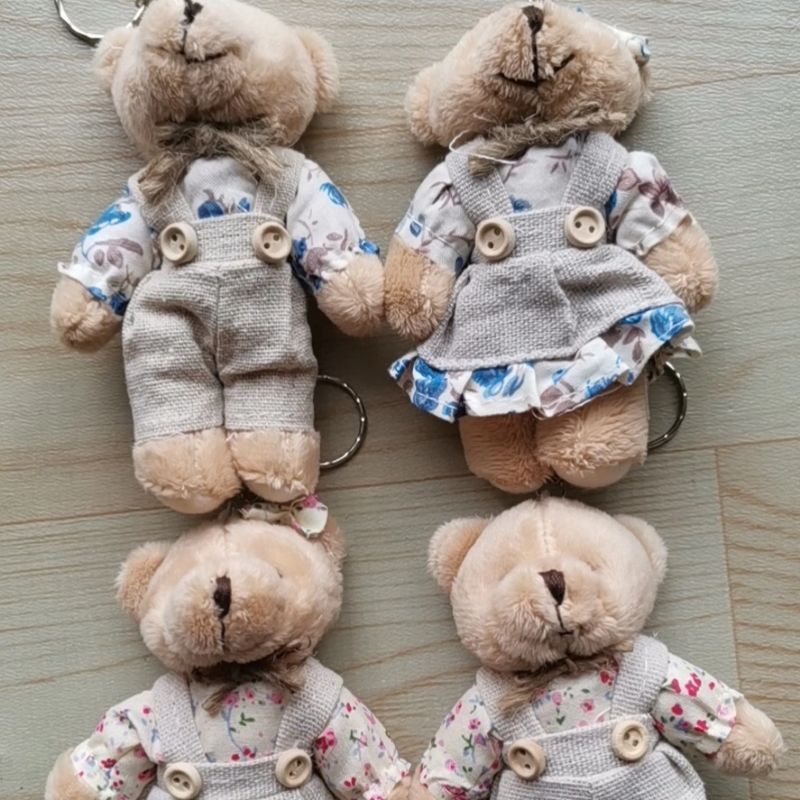 Linen Bear Men's and Women's Couple Style Plush Toy Bear Pendant Vision Toys 01 details Picture