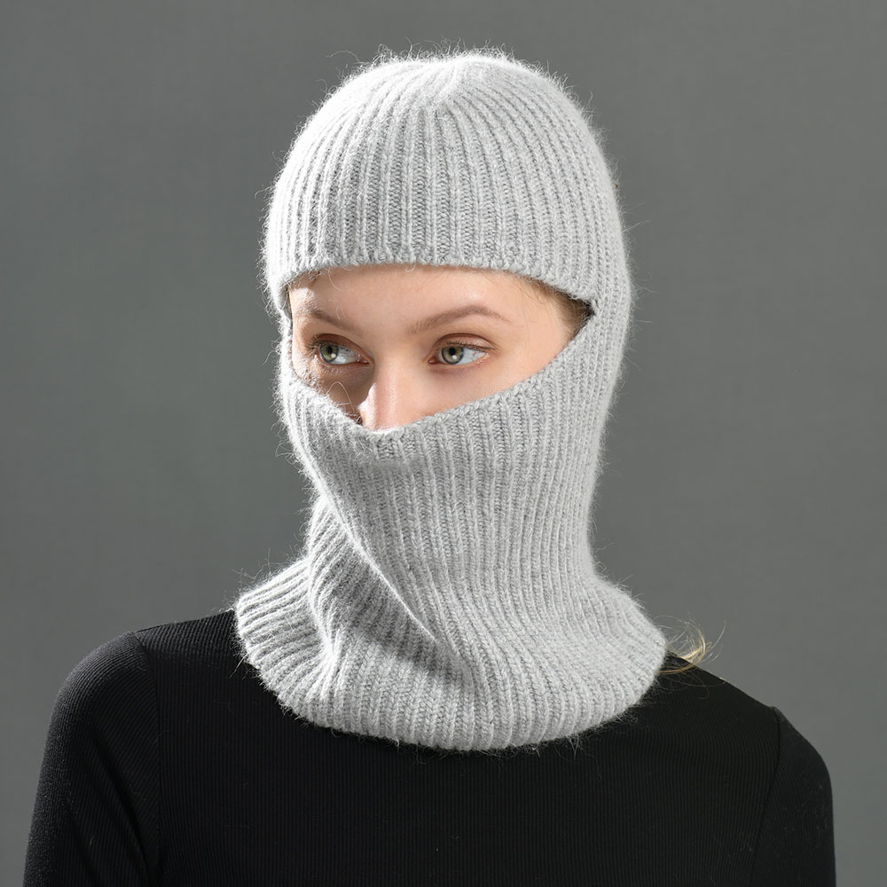 Wholesale Wool Knit Full Face Cover One Hole Ski Mask Beanie Hat Winter Outdoor Sports Unisex Cashmere Knitted Custom Balaclava thumbnail