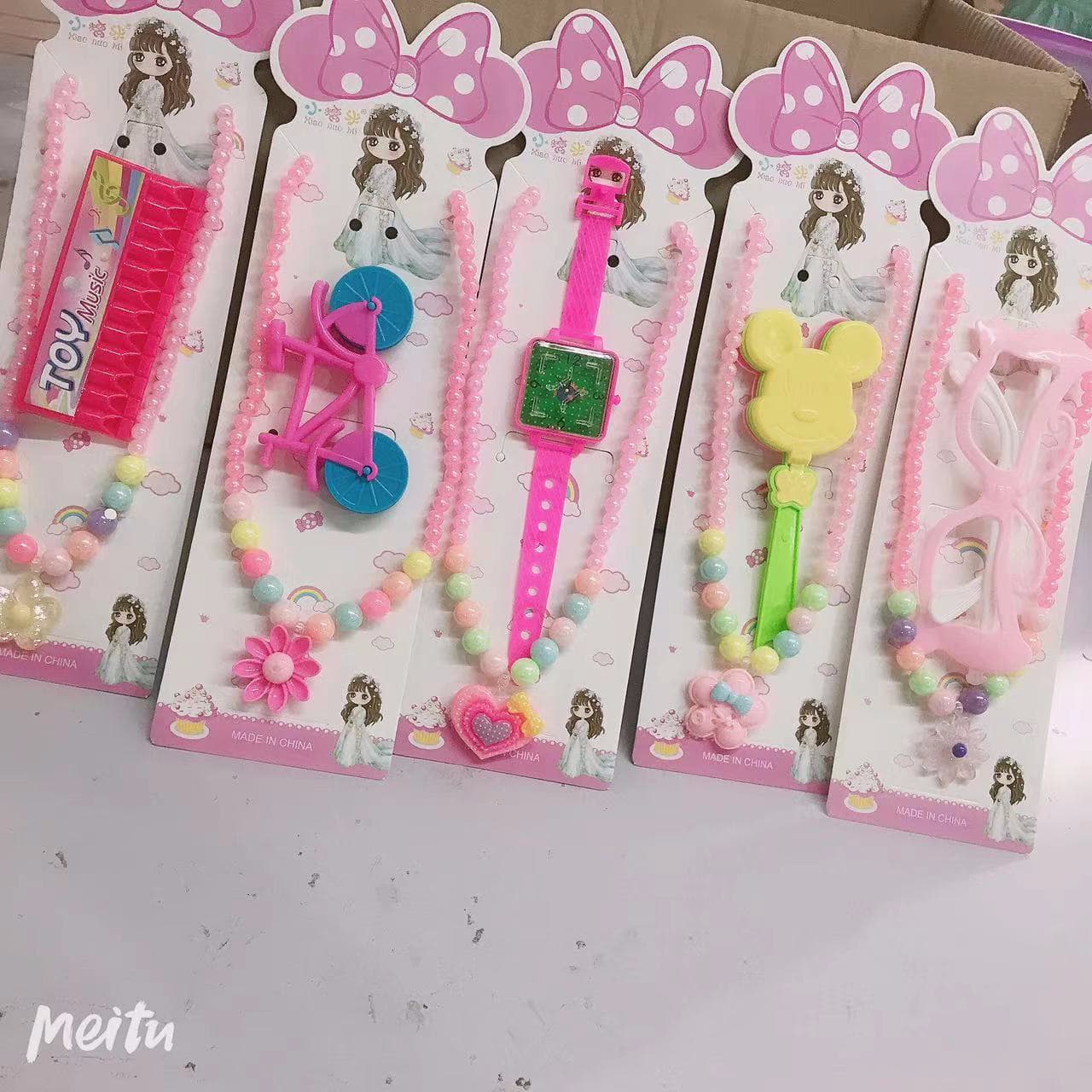 跨境爆款热销儿童过家家装扮饰品玩具项链玩具套装女孩塑料玩具彩色 海娟玩具饰品套装厂家直销批发详情1