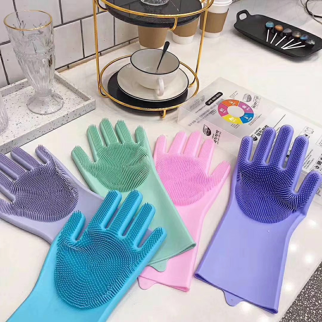 Wholesale magic silicone kitchen dishwashing gloves female household waterproof durable household cleaning thin dishwashing magic thumbnail