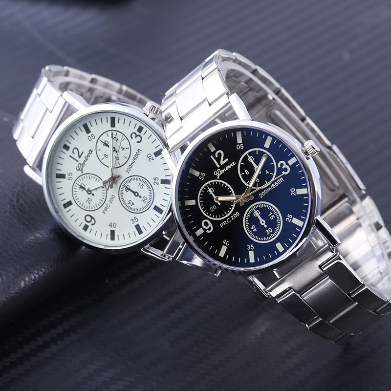 Watch Men's steel band watch Fashion three eyes six needle blue glass watch Business casual men's watch wholesale