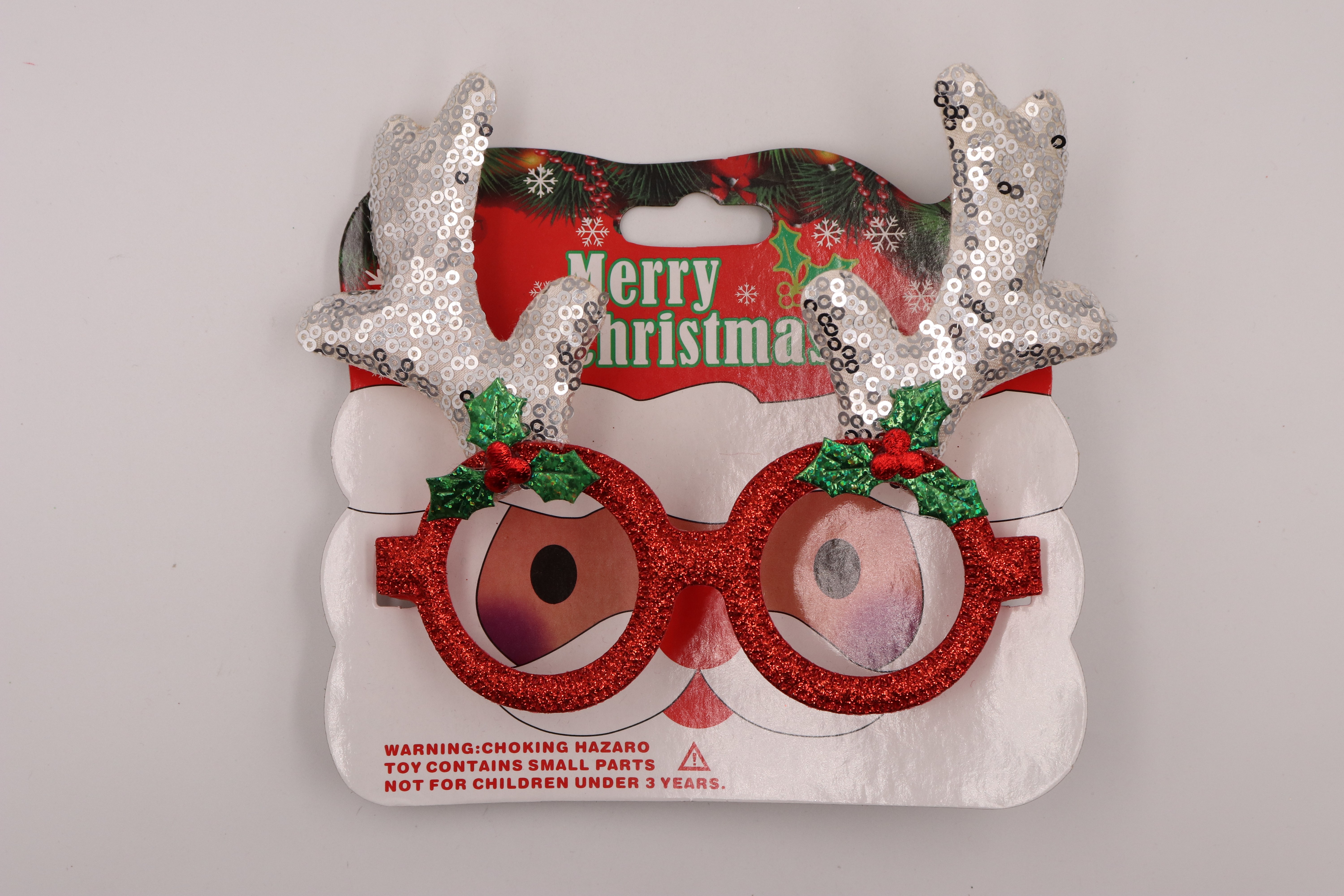 圣诞装饰眼镜圣诞鹿角眼镜圣诞装饰用品儿童眼镜小亮片大红鹿角眼镜详情3