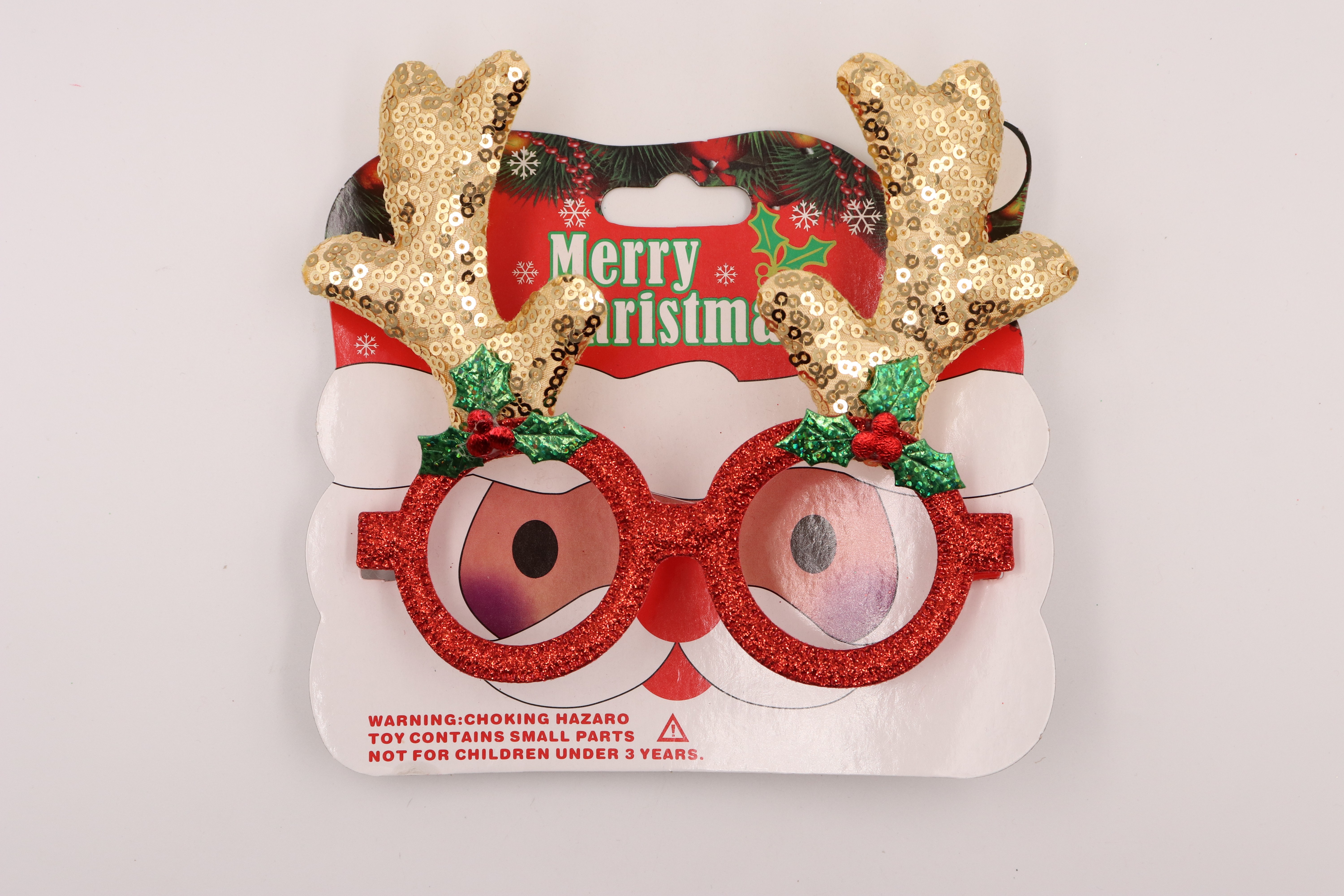 圣诞装饰眼镜圣诞鹿角眼镜圣诞装饰用品儿童眼镜小亮片大红鹿角眼镜详情2
